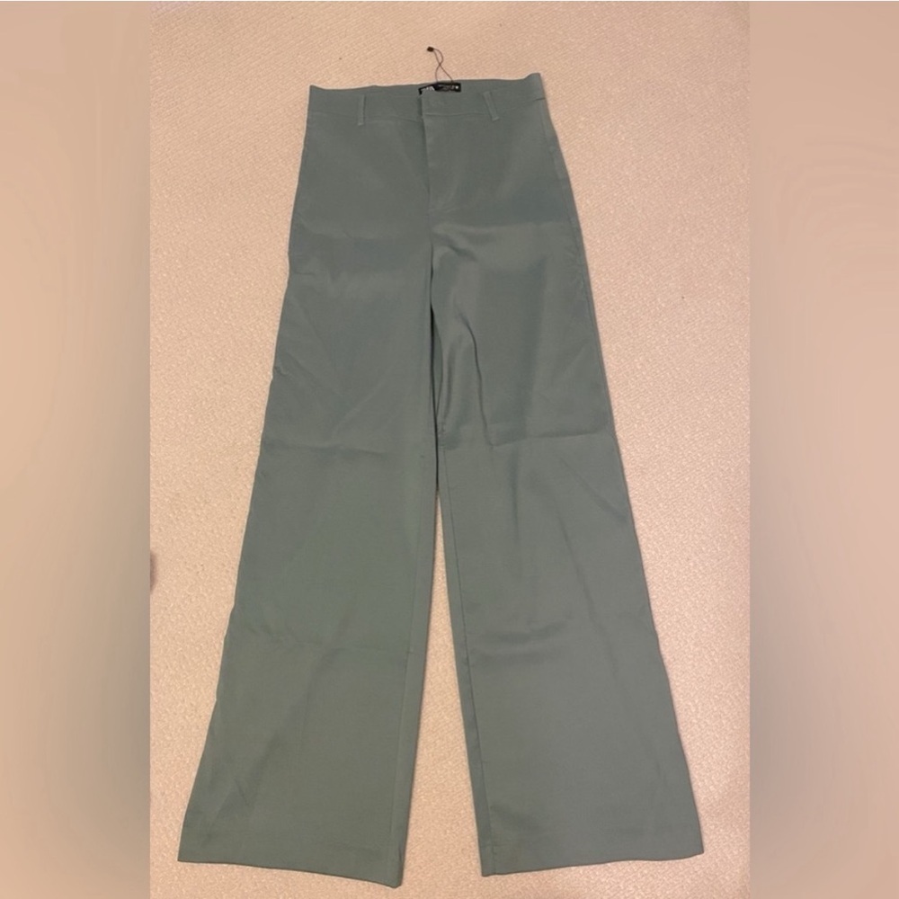 Zara "Moss" Green Wide-Leg Trousers